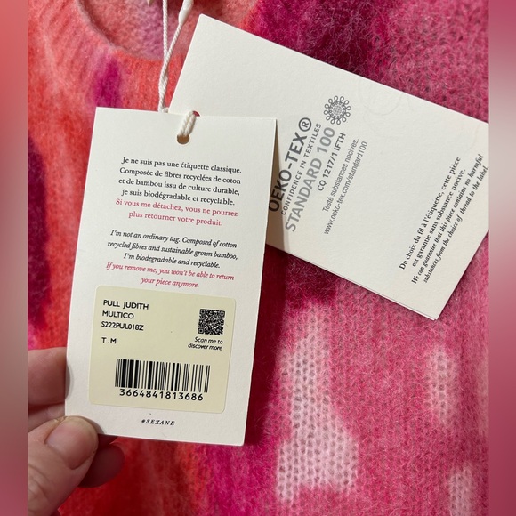 New! Sezane La Maille Judith Jumper Wool Blend Multicolor Sweater Womens Medium - Picture 7 of 15